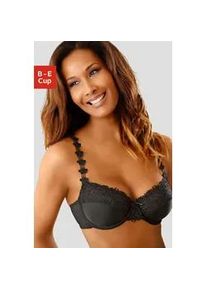 B&uuml;gel-BH Nuance, Damen, Gr. 80, Cup E, schwarz, Spitze, Obermaterial: 50% Polyester, 30% Polyamid, 20% Elasthan, BHs BH Spitzenw&auml;sche Spitzen-BH B&uuml;gel-BH Hochzeitsw&auml;sche Dirndl-BH Hochzeitsdessous Balconette-BH, mit sch&ouml;ner Stickereispitze am Obercup und den Tr&auml;gern, Dessous
