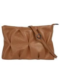 Umh&auml;ngetasche CLUTY, Damen, Gr. B/H/T: 24cm x 20cm x 5cm onesize, braun (cognac), Leder, leicht gl&auml;nzend, unifarben, Taschen Umh&auml;ngetasche, echt Leder, Made in Italy