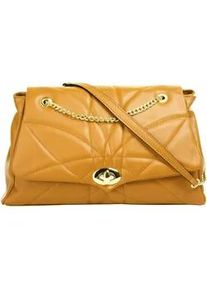 Umh&auml;ngetasche CLUTY, Damen, Gr. B/H/T: 32cm x 19cm x 11cm onesize, gelb, Leder, leicht gl&auml;nzend, unifarben, Taschen Umh&auml;ngetasche, echt Leder, Made in Italy