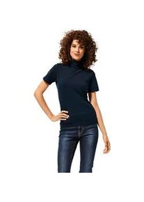Rollkragenshirt Heine "Rollkragen-Shirt", Damen, Gr. 40, blau (marine), 95% Baumwolle, 5% Elasthan, unifarben, Shirts