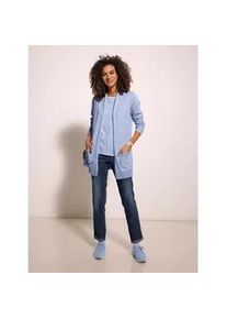 T-Shirt Casual Looks "Shirt", Damen, Gr. 44, blau (bleu, ecru, geringelt), 50% Baumwolle, 50% Modal, gemustert, gestreift, mehrfarbig, Rundhals, Shirts T-Shirt