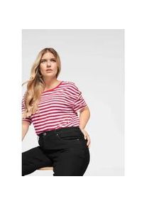T-Shirt AJC, Damen, Gr. 48/50 (XL), bunt (wei&szlig;, rot, gestreift), Jersey, Obermaterial: 100% Baumwolle, geringelt, gestreift, l&auml;ssig geschnitten h&uuml;ftlang, Rundhals, eingesetzt normaler Saum, Shirts T-Shirt, Kurzarm, taillierter Schnitt, gestreift, Rundhalsausschnitt