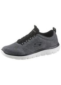 Slip-On Sneaker Skechers "SUMMITS", Herren, Gr. 40, schwarz-wei&szlig; (schwarz, wei&szlig;), Textil, Schuhe, Freizeitschuh, Slipper, Komfortschuh mit elastischer Bungee-Schn&uuml;rung