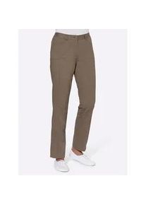 Stretch-Hose Casual Looks, Damen, Gr. 36, Normalgr&ouml;&szlig;en, grau (taupe), 98% Baumwolle, 2% Elasthan, unifarben, lang, Hosen