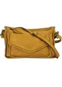 Umh&auml;ngetasche CLUTY, Damen, Gr. B/H/T: 23cm x 16cm x 6cm onesize, gelb, Leder, leicht gl&auml;nzend, unifarben, Taschen Umh&auml;ngetasche, echt Leder, Made in Italy