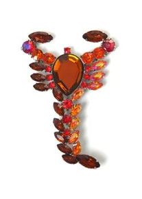 Brosche "Skorpion", Damen, orange, Messing, Collezione Alessandro, Broschen Brosche, mit hochwertigen Kunststoffsteinen