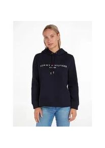 Kapuzensweatshirt Tommy Hilfiger, Damen, Gr. S (36), blau (desert sky (dunkelblau)), Sweatware, Obermaterial: 64% Baumwolle, 36% Polyester, bestickt, unifarben, figurbetont h&uuml;ftlang, Rundhals, B&uuml;ndchen, Sweatshirts, mit Tommy Hilfiger Logostickerei
