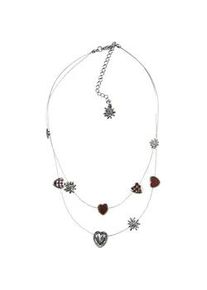 Allg&auml;u Rebell Kette mit Anh&auml;nger ALLG&Auml;U REBELL "Hanni", Damen, Gr. onesize, Metall, braun, Basic, Halsketten, mit kleinen Edelwei&szlig; und Herzen