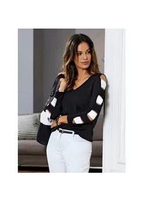 Strickpullover Inspirationen "Pullover", Damen, Gr. 46, schwarz, 80% Viskose, 20% Polyamid, gemustert, mehrfarbig, unifarben, Pullover Strickpullover