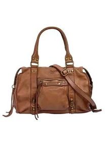 Shopper Samantha Look, Damen, Gr. B/H/T: 34cm x 27cm x 12cm onesize, braun (cognac), Leder, vintage, Taschen Shopper, echt Leder, Made in Italy