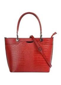 Henkeltasche CLUTY, Damen, Gr. B/H/T: 30cm x 22cm x 10cm onesize, rot, Leder, Reptilienpr&auml;gung, Taschen, echt Leder, Made in Italy