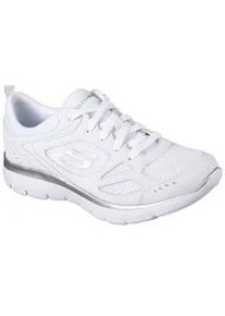 Sneaker Skechers "SUMMITS-SUITED", Damen, Gr. 42, silber (wei&szlig;, silberfarben), Leder, Textil, Schuhe Sneaker, Freizeitschuh, Trainingsschuh, Schn&uuml;rschuh mit weicher Polsterung, Topseller