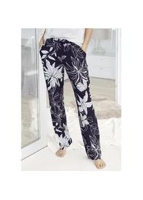 Schlafhose Lascana, Damen, Gr. 32/34, N-Gr, bunt (schwarz, allover, gebl&uuml;mt), Single Jersey, Obermaterial: 50% Baumwolle, 50% Viskose, gebl&uuml;mt, bequem kn&ouml;chellang, Hosen Schlafhose, mit floralem Druck