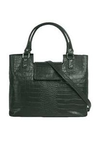 Henkeltasche CLUTY, Damen, Gr. B/H/T: 30cm x 20cm x 6cm onesize, gr&uuml;n (dunkelgr&uuml;n), Leder, Reptilienpr&auml;gung, Taschen, echt Leder, Made in Italy