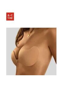 Klebe-BH Lascana, Damen, Gr. - (A), Cup A, braun (nougat), Microtouch, Obermaterial: 87% Polyamid, 13% Elasthan, Basic, BHs Bandeau-BH Klebe-BH BH-Accessoire, ohne B&uuml;gel mit Silikon und praktischem Vorderverschluss