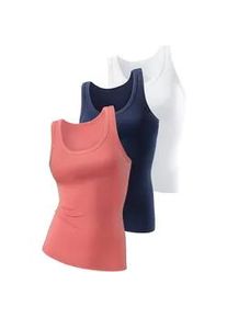 H.I.S. Tanktop H.I.S, Damen, Gr. 32/34, bunt (wei&szlig;, apricot, marine), Feinripp, Obermaterial: 100% Baumwolle, unifarben, Basic, k&ouml;rpernah normal, tiefer Rundhals, Tops Tanktop, aus weicher Rippqualit&auml;t aus Baumwolle