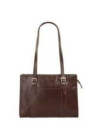 Pike Henkeltasche PIK&Eacute;, Damen, Gr. B/H/T: 35cm x 27cm x 11cm onesize, braun, Leder, gl&auml;nzend, Taschen, echt Leder, Made in Italy