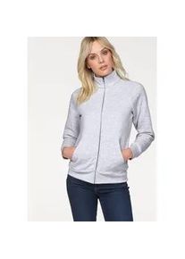 Sweatjacke Fruit of the Loom "Lady-Fit Premium Sweat Jacket", Damen, Gr. L (40), grau (hellgrau, meliert), angeraute Sweatware, Obermaterial: 70% Baumwolle, 30% Polyester, meliert, Basic, figurbetont h&uuml;ftbedeckend, Rundhals, Raglan&auml;rmel angesetztes B&uuml;ndchen, Sweatjacken Sweatjacke, mit Rei&szlig;verschluss