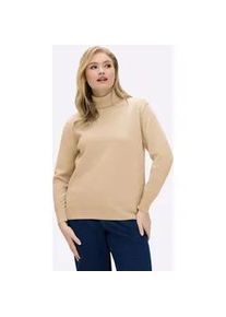 Rollkragenpullover Casual Looks "Pullover", Damen, Gr. 50, beige, 100% Baumwolle, unifarben, figurumspielend, Pullover Rollkragenpullover