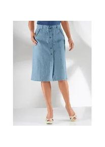 Jeansrock Casual Looks, Damen, Gr. 54, blau (blau, bleached), 100% Baumwolle, unifarben, kurz, R&ouml;cke Jeansrock