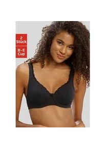 T-Shirt-BH Petite Fleur, Damen, Gr. 90, Cup C, schwarz (schwarz, wei&szlig;), Jersey, Obermaterial: 85% Baumwolle, 10% Polyamid, 5% Elasthan, BHs BH B&uuml;gel-BH Dirndl-BH T-Shirt-BH, mit ungef&uuml;tterten, nahtlosen Cups, aus Baumwollqualit&auml;t