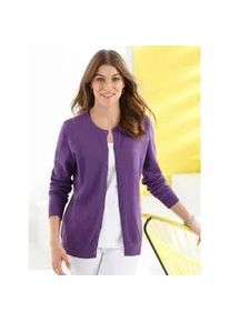 Strickjacke Classic Basics, Damen, Gr. 38, lila, 100% Baumwolle, unifarben, figurumspielend, Strickjacken Strickjacke