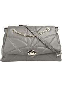 Umh&auml;ngetasche CLUTY, Damen, Gr. B/H/T: 32cm x 19cm x 11cm onesize, grau, Leder, leicht gl&auml;nzend, unifarben, Taschen Umh&auml;ngetasche, echt Leder, Made in Italy