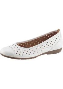 Ballerina Gabor, Damen, Gr. 38, wei&szlig;, Kalbsleder, Schuhe Ballerina, Slipper, Freizeitschuh, Halbschuh mit luftigem Lochmuster