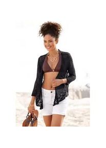 Strickjacke s.Oliver, Damen, Gr. 48/50, schwarz, Strick, Obermaterial: 100% Polyacryl, unifarben, figurumspielend h&uuml;ftlang, Strickjacken Strickjacke, in luftiger H&auml;keloptik, sommerlicher Cardigan, lockere Passform