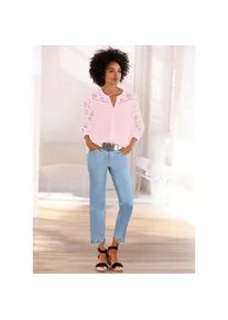 Spitzenbluse Heine, Damen, Gr. 34, rosa (hellros&eacute;), 100% Baumwolle, unifarben, V-Ausschnitt, Blusen Spitzenbluse