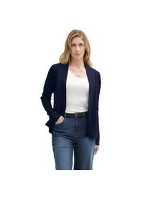 Cardigan Tom Tailor, Damen, Gr. M (38), blau (dunkelblau), Strick, Obermaterial: 100% Baumwolle, unifarben, figurumspielend h&uuml;ftlang, Strickjacken, mit feiner Struktur