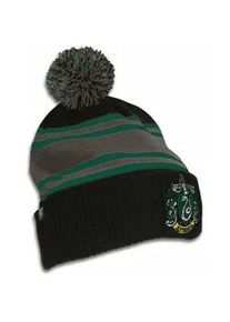 Strickm&uuml;tze logoshirt "Harry Potter - Slytherin", Damen, schwarz (schwarz, grau), 100% Polyacryl, bestickt, M&uuml;tzen Strickm&uuml;tze, mit lizenzierter Stickerei