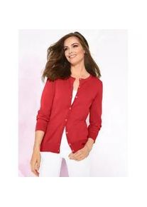 Strickjacke Classic Basics, Damen, Gr. 50, rot (korallenrot), 100% Baumwolle, unifarben, figurumspielend, Strickjacken Strickjacke