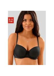 Schalen-BH Lascana, Damen, Gr. 90, Cup F, schwarz, Microtouch, Obermaterial: 86% Polyamid, 14% Elasthan, BHs Spitzenw&auml;sche B&uuml;gel-BH Spitzen-BH Dirndl-BH Schalen-BH, mit B&uuml;gel und graphischer Spitze, Dessous