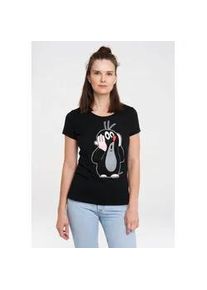 T-Shirt logoshirt "Der kleine Maulwurf", Damen, Gr. L, schwarz, 100% Baumwolle, bedruckt, lang, Rundhals, Shirts T-Shirt, mit lizenziertem Print