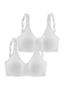 B&uuml;gelloser BH Naturana "Cotton", Damen, Gr. 75, Cup B, wei&szlig; (2xwei&szlig;), Obermaterial: 95% Baumwolle, 5% Elasthan. Spitze: 81% Polyamid, 19% Elasthan, unifarben, bequem, BHs BH BH-Set Soft-BH Schalen-BH B&uuml;gelloser-BH, vorgeformte Soft-Cups, breite Tr&auml;ger, mit Spitze, Baumwollmix, bequem