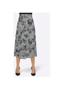 Webrock Lady, Damen, Gr. 52, schwarz (ecru, schwarz, bedruckt), 100% Polyester, gebl&uuml;mt, gemustert, mehrfarbig, wadenlang, R&ouml;cke