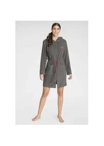 Damenbademantel Kangaroos "Kira, ideal f&uuml;r Sauna & Spa, Hotelbademantel, Morgenmantel" Gr. S, grau, L:90cm, Leichtfrottier, Hausm&auml;ntel, mit Bindekordel, kurz, Badem&auml;ntel f&uuml;r Damen, XS-3XL