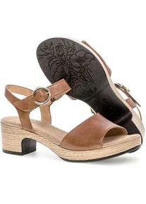 Sandalette Gabor "KRETA", Damen, Gr. 40, braun (camelfarben), Kalbsleder, unifarben, Schuhe Sandalette, Blockabsatz, Sommerschuh, Sandale mit Zierschnalle, Weite G (weit)