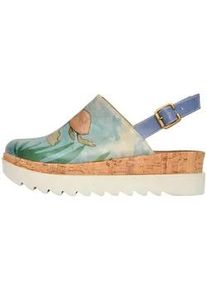 Sandale DOGO "Akita Caretta Damen Sandalen", Damen, Gr. 39, Normalschaft, blau, Lederimitat, Schuhe Clog Sommerschuh, Handgefertigt