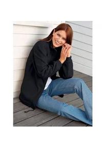 Fleecejacke Casual Looks, Damen, Gr. 54, schwarz, 100% Polyester, unifarben, l&auml;ssig geschnitten, Jacken Fleecejacke