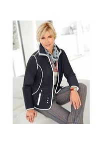 Fleecejacke Casual Looks, Damen, Gr. 52, blau (marine), 100% Polyester, gemustert, unifarben, Jacken Fleecejacke