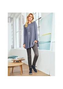 Strickpullover Heine "Pullover", Damen, Gr. 50, blau (taubenblau), 70% Viskose, 30% Polyamid, unifarben, Pullover Strickpullover