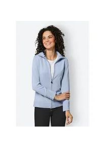 Strickjacke CREATION L PREMIUM, Damen, Gr. 44, blau (eisblau), 100% Baumwolle, unifarben, Strickjacken Strickjacke