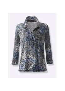 Poloshirt Classic Basics "Shirt", Damen, Gr. 54, blau (himmelblau, bedruckt), 95% Viskose, 5% Elasthan, gemustert, mehrfarbig, Shirts