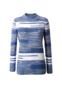Stehkragenpullover Classic Basics "Pullover", Damen, Gr. 40, blau (blau, meliert), 100% Polyacryl, gemustert, gestreift, mehrfarbig, meliert, Pullover Stehkragenpullover