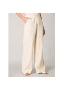 Leinenhose Base Level "Yul", Damen, Gr. 44, N-Gr, beige (light beige), Web, Obermaterial: 55% Leinen, 45% Viskose, unifarben, l&auml;ssig geschnitten lang, Hosen, Sommerhose mit elastischem Bund