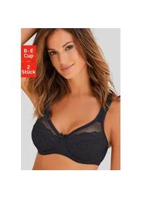 Minimizer-BH Petite Fleur, Damen, Gr. 100, Cup C, schwarz (schwarz, wei&szlig;), Microtouch, Obermaterial: 50% Polyamid, 40% Baumwolle, 10% Elasthan, BHs Minimizer-BH, im attraktiven Doppelpack