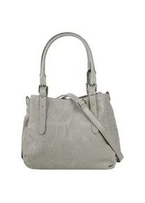Henkeltasche Samantha Look, Damen, Gr. B/H/T: 29cm x 25cm x 18cm onesize, grau, Leder, unifarben, Taschen, echt Leder, Made in Italy