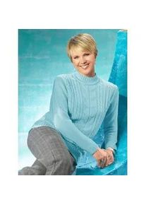Stehkragenpullover Classic Basics "Pullover", Damen, Gr. 48, blau (aqua), 100% Polyacryl, unifarben, figurumspielend, Pullover Stehkragenpullover